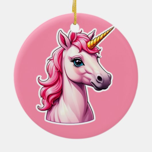 Roze Unicorn Fantasy Keramisch Ornament (Achterkant)