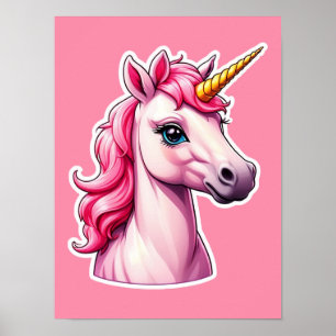 Roze Unicorn Fantasy Poster