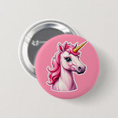 Roze Unicorn Fantasy Ronde Button 5,7 Cm (Voorkant /achterkant)