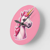 Roze Unicorn Fantasy Ronde Klok (Hoek)