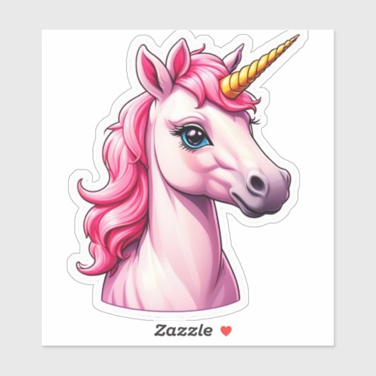 Roze Unicorn Fantasy Sticker (Vel)