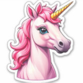 Roze Unicorn Fantasy Sticker (Voorkant)