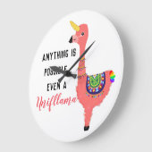 Roze Unicorn Flamingo Llama Cute Kawaii Grote Klok (Hoek)
