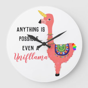 Roze Unicorn Flamingo Llama Cute Kawaii Grote Klok