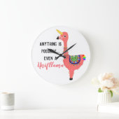 Roze Unicorn Flamingo Llama Cute Kawaii Grote Klok (Huis)