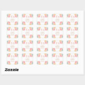 Roze Unicorn Floral Greenery Baby shower Hartelijk Vierkante Sticker (Vel)
