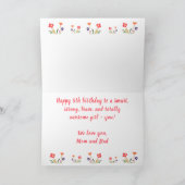 Roze Unicorn Flower Old Paper Girl Happy Birthday Kaart (Binnen)