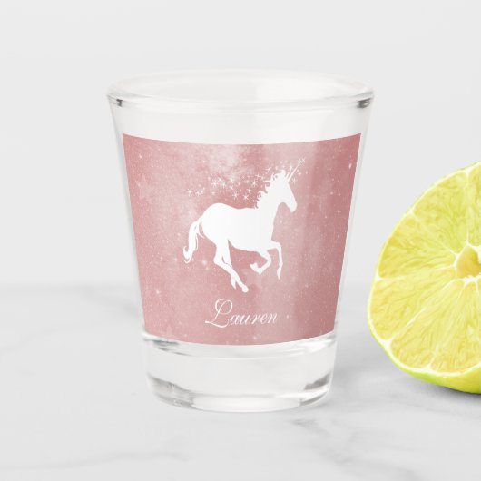 Roze Unicorn Gepersonaliseerd Schots glas (Voorkant)