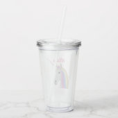 Roze Unicorn gepersonaliseerde acrylknoltablet Acryl Drinkbeker (Achterkant)
