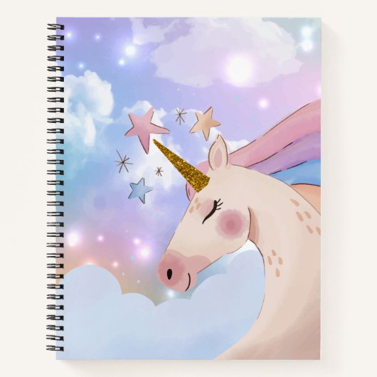 Roze Unicorn Girls Modren Notitieboek (Voorkant)