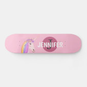 Roze Unicorn Girly Fantasy Monogram op persoonlijk Persoonlijk Skateboard (Horizontaal)