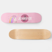 Roze Unicorn Girly Fantasy Monogram op persoonlijk Skateboard (Horizontaal)