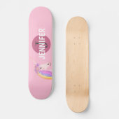 Roze Unicorn Girly Fantasy Monogram op persoonlijk Skateboard (Voorkant)