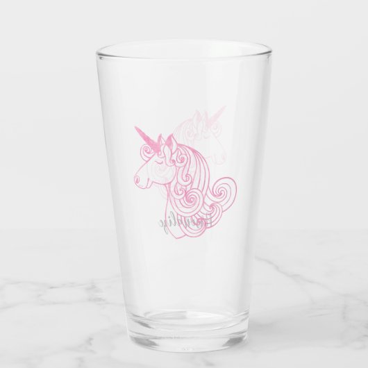 Roze Unicorn Glas (Achterkant)