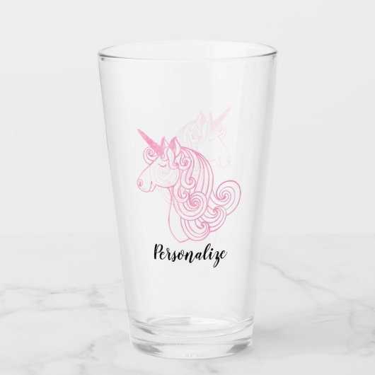 Roze Unicorn Glas (Voorkant)