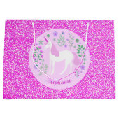Roze Unicorn Glitter Speciaal Groot Cadeauzakje (Voorkant)