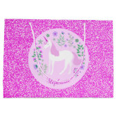 Roze Unicorn Glitter Speciaal Groot Cadeauzakje (Achterkant)