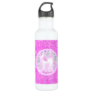 Roze Unicorn Glitter Speciaal Waterfles