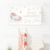 Roze Unicorn Gold Stars Baby shower Spandoek (Insitu)