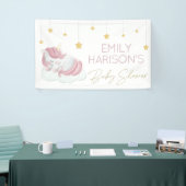 Roze Unicorn Gold Stars Baby shower Spandoek (Beurs)