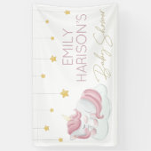Roze Unicorn Gold Stars Baby shower Spandoek (Verticaal)