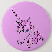 Roze Unicorn head Button (Voorkant)