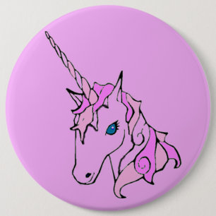 Roze Unicorn head Button