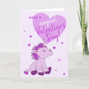 Roze Unicorn Heart Kinder Classroom Valentijn dag Feestdagen Kaart