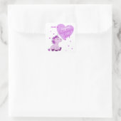 Roze Unicorn Heart Kinder Valentijn Vierkante Sticker (Tas)
