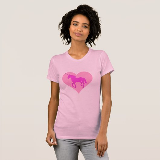 Roze Unicorn Heart T-Shirt (Voorkant volledig)