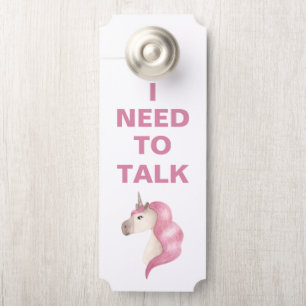 Roze Unicorn Ik moet over berichtendeur Hanger pra