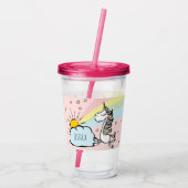 Roze Unicorn Illustratie Acryl Drinkbeker (Achterkant)