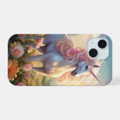 Roze Unicorn iPhone 15 Case (Achterkant horizontaal)