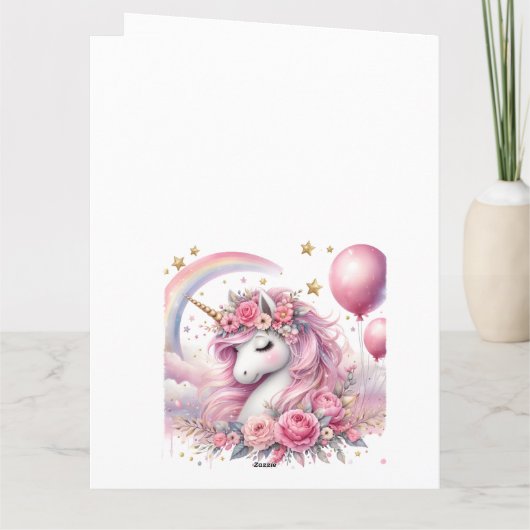 Roze Unicorn Kaart (Achterkant)