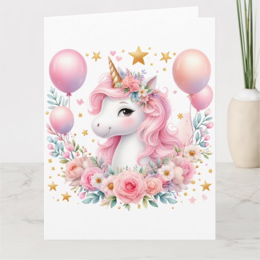 Roze Unicorn Kaart (Voorkant)