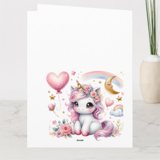 Roze Unicorn Kaart (Achterkant)