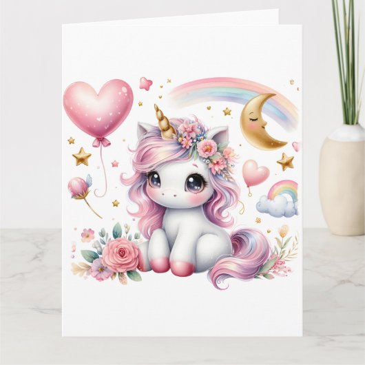 Roze Unicorn Kaart (Voorkant)