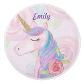 Roze Unicorn Keramische Knop (Voorkant)