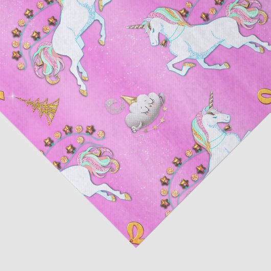 Roze Unicorn Kerstmis Tissuepapier (Detail)
