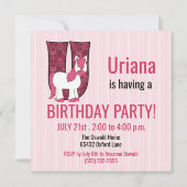 Roze Unicorn Letter U Kinderen Birthday Partij Kaart (Achterkant)