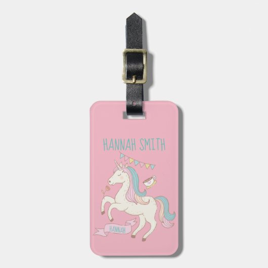  Roze Unicorn Luggable Label Bagagelabel (Voorkant verticaal)