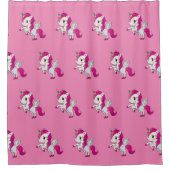 Roze Unicorn Luxury Showgordijn Douchegordijn (Voorkant)
