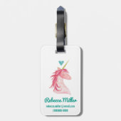 Roze Unicorn Magic met hart Bagagelabel (Achterkant verticaal)