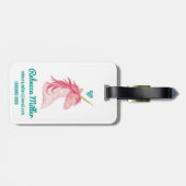 Roze Unicorn Magic met hart Bagagelabel (Achterkant horizontaal)