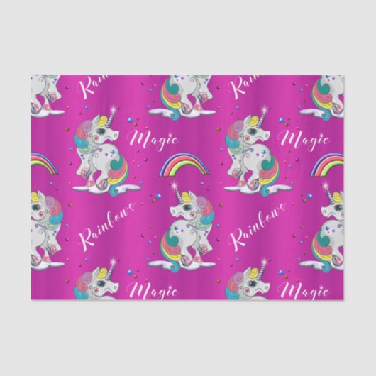 Roze Unicorn Magic Tissuepapier (Voorkant)