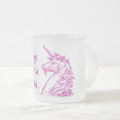 Roze Unicorn Magical Believe Quote of Jouw tekst Matglas Koffiemok (Voorkant rechts)
