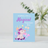 Roze Unicorn Magical Valentijn Day Feestdagenkaart (Staand voorkant)