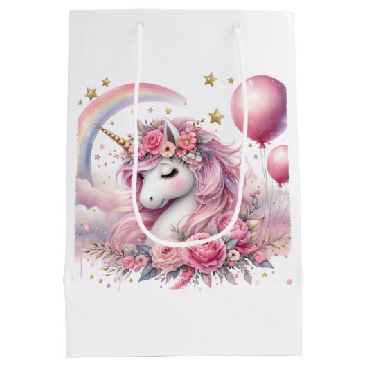 Roze Unicorn Medium Cadeauzakje (Achterkant)