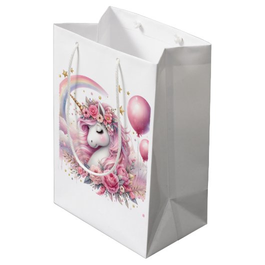 Roze Unicorn Medium Cadeauzakje (Achterkant Gekanteld)