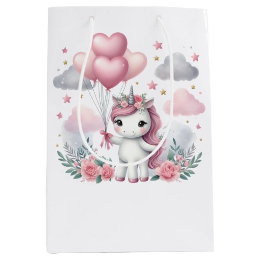 Roze Unicorn Medium Cadeauzakje (Voorkant)